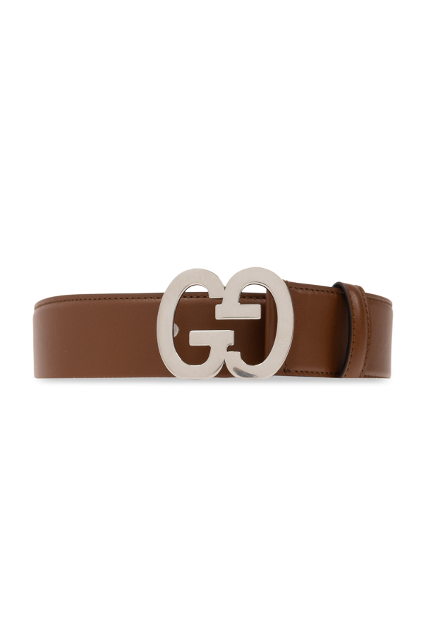 SchaferandweinerShops KR Brown Leather belt with logo gucci hat gucci hat 674776 bko